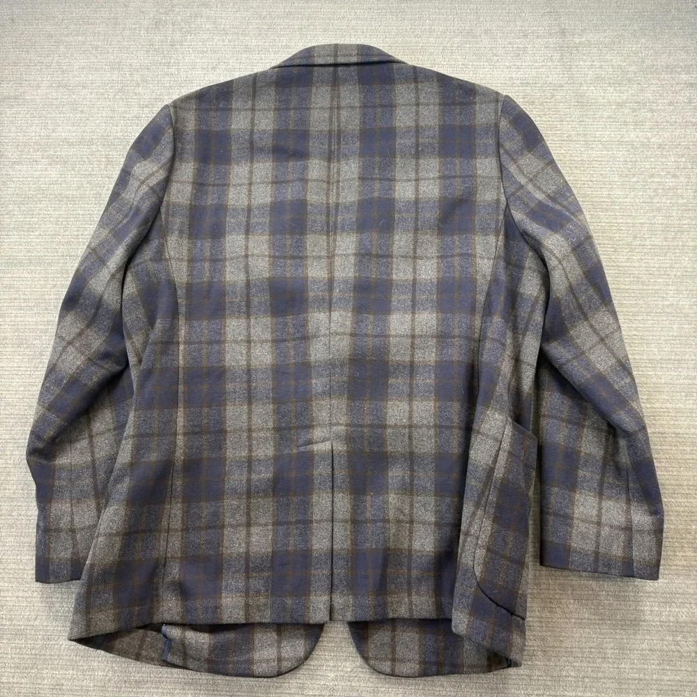 Banana Republic Tailored Fit Blazer Mens 46R Wool Blend Gray Plaid Unconstructed